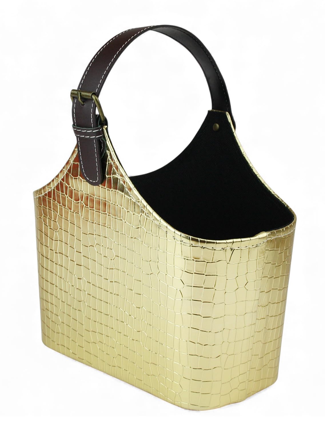 Panier de rangement doré motif crocodile boîte de présentation avec poignée