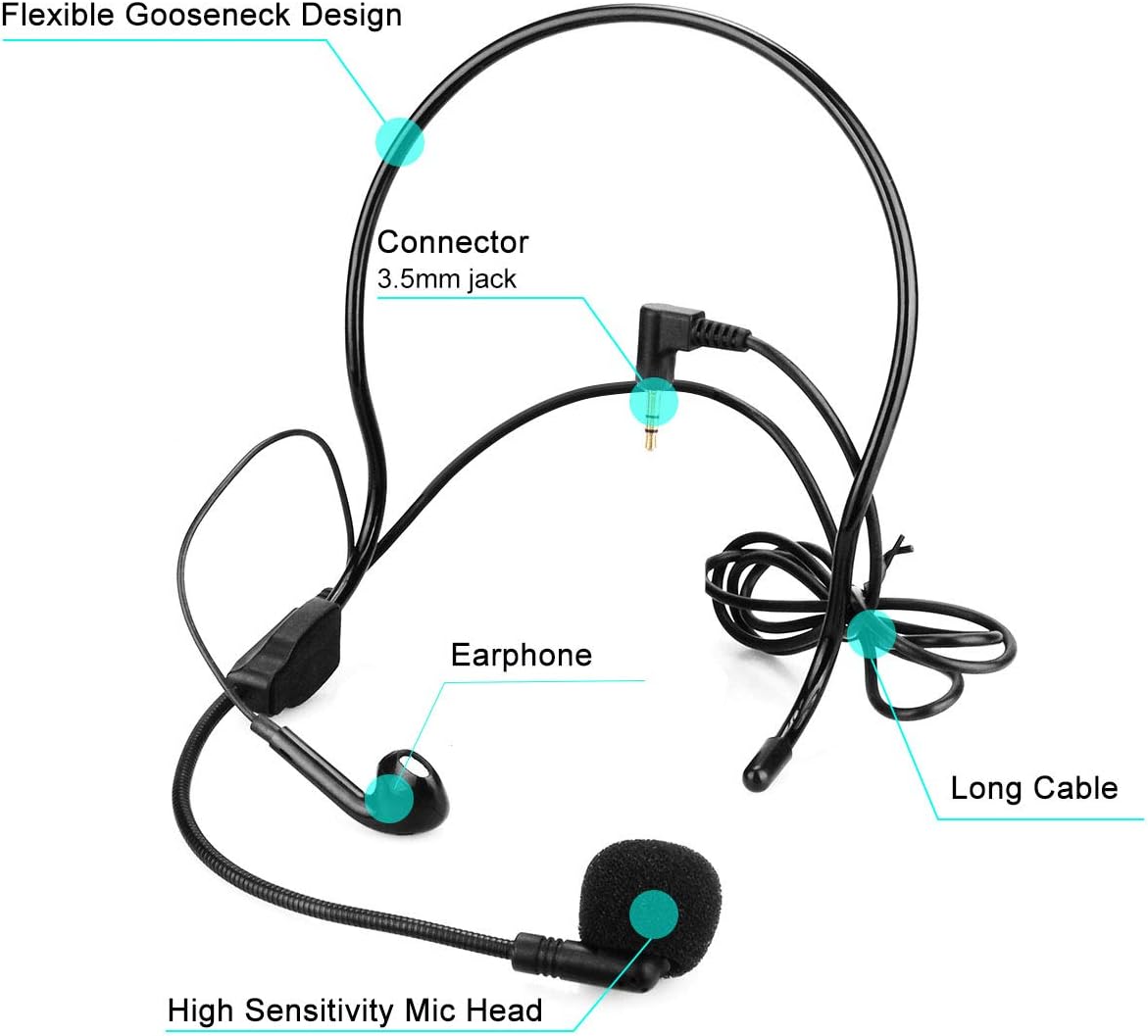 Retekess TT105 Tour Guide System Wireless, 2.4GHz, 328ft, 2 Way Tour Headsets Microphone, Church Translation System for Plant School Factory Training(2 Transmitters and 5 Receivers)