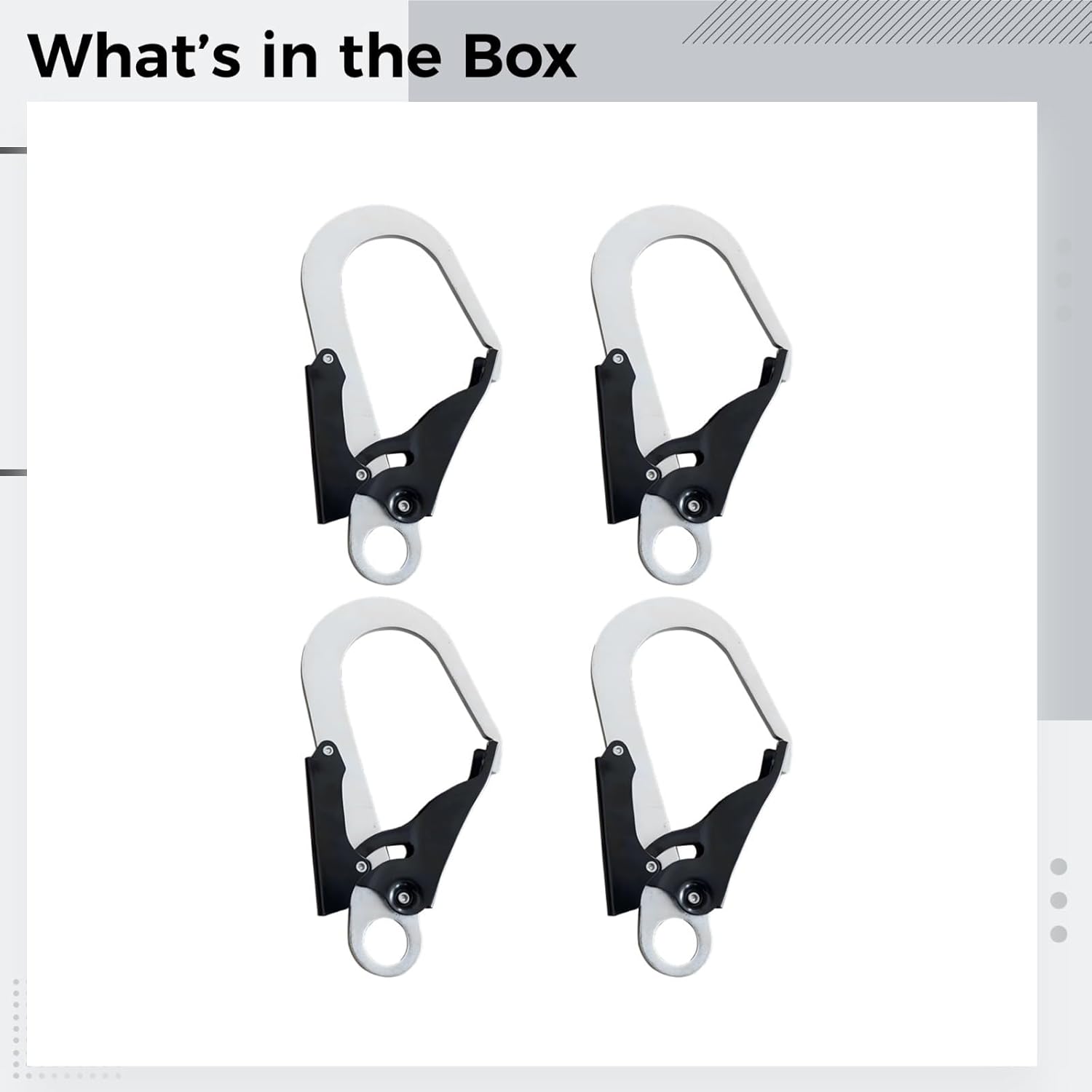 25Kn Climbing Carabiner, 4 Pcs Auto-Lock Snap Hook, Chrome Steel, 8.3 X 4.7 in, for Rigging & Rescue