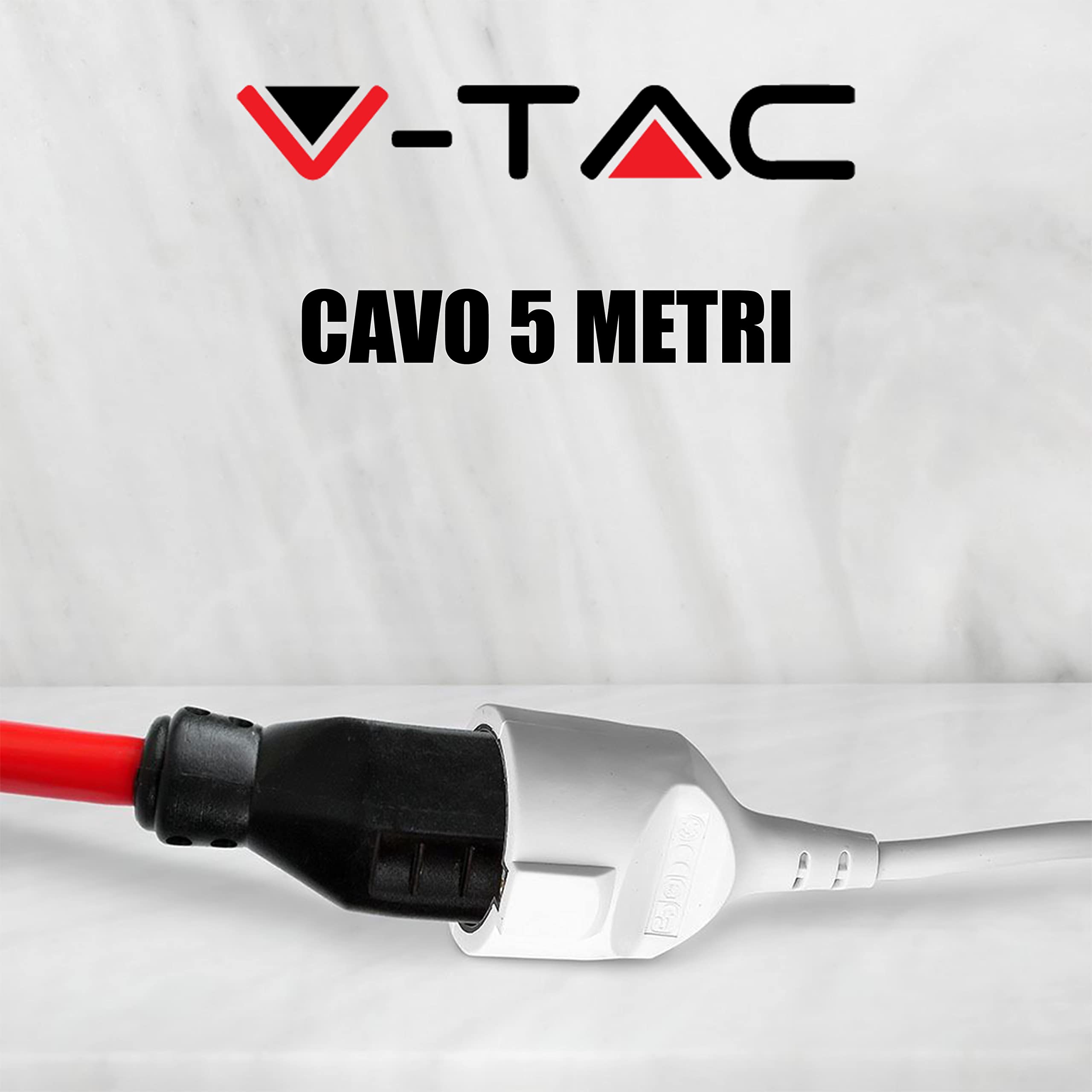 V-TAC Rallonge Électrique 5 MÈTRES - Prise Shuko - Prolongateur Électrique de Câble pour la Maison, Le Bureau, Le Magasin, Le Travail - Super résistante - Charge maximale 3680W