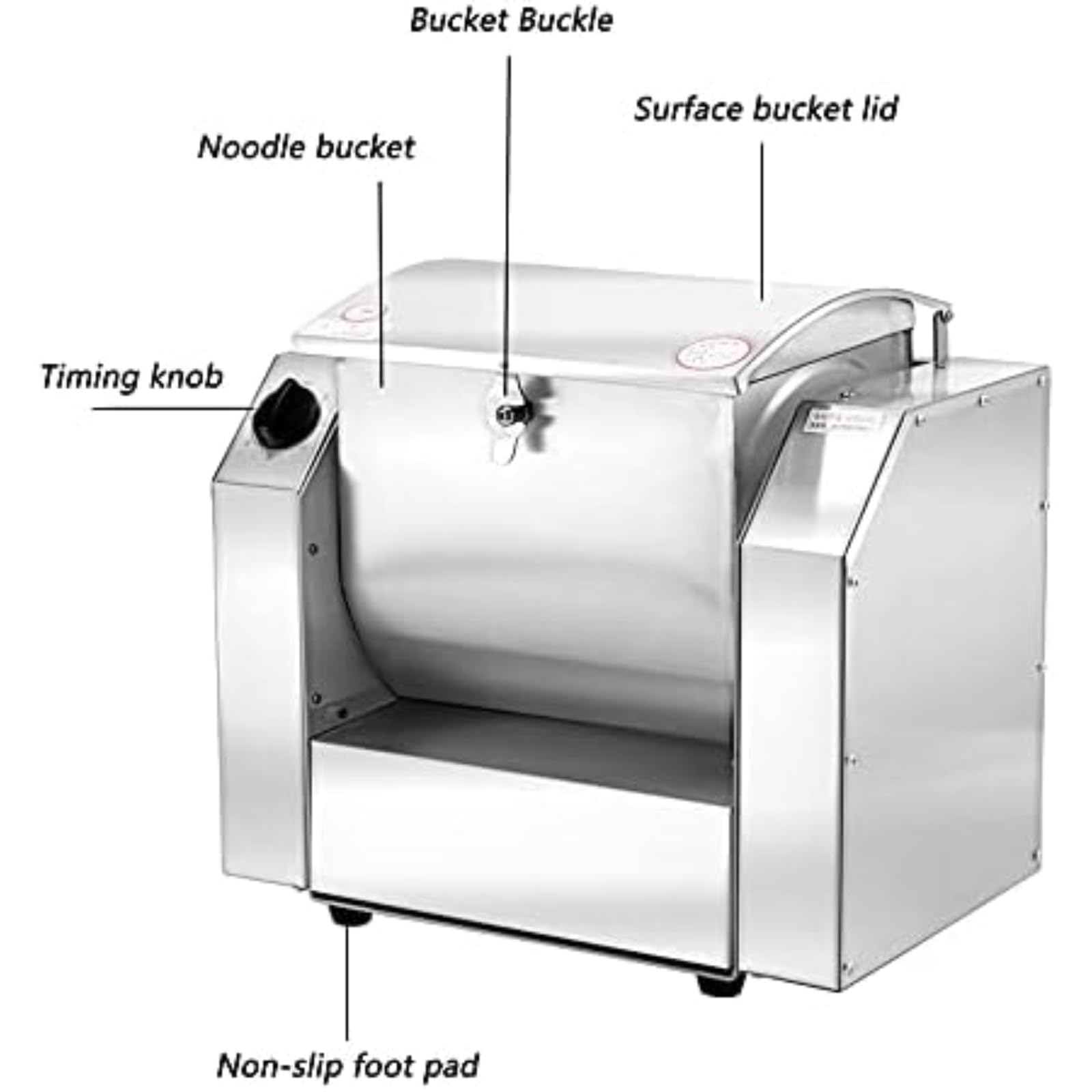Komercyjny mikser do makaronu 5 kg miska 1500 W silnik 3-biegowy zegar ze stali nierdzewnej o dużej wytrzymałości do chleba pizzy makaron makaron kuchnia kuchnia srebrny