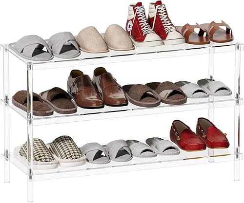 Miniatura 9 de Aquiver Zapatero de acrílico de 3 niveles, moderno zapatero para armario, organizador de almacenamiento de zapatos para entrada, dormitorio, sala de