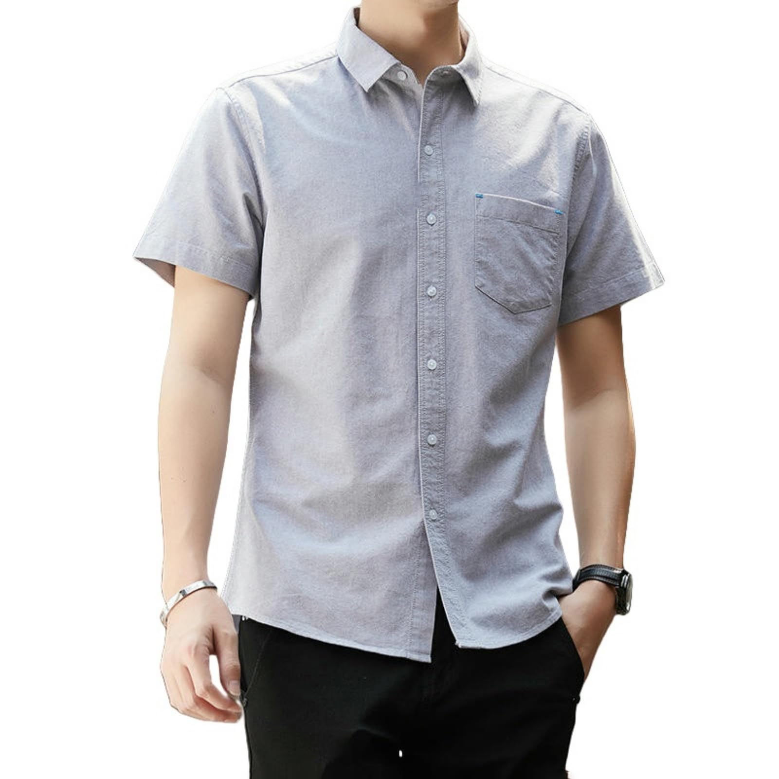 Chemise manches courtes coton homme coupe ajustée infroissable chic