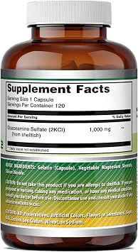 Amazing Formulas Glucosamine Sulfate 1000 mg Capsules Supplement | Non-GMO | Gluten Free | Made in USA (Unflavored)