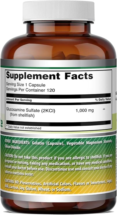 Amazing Formulas Glucosamine Sulfate 1000 mg Capsules Supplement | Non-GMO | Gluten Free | Made in USA (Unflavored)