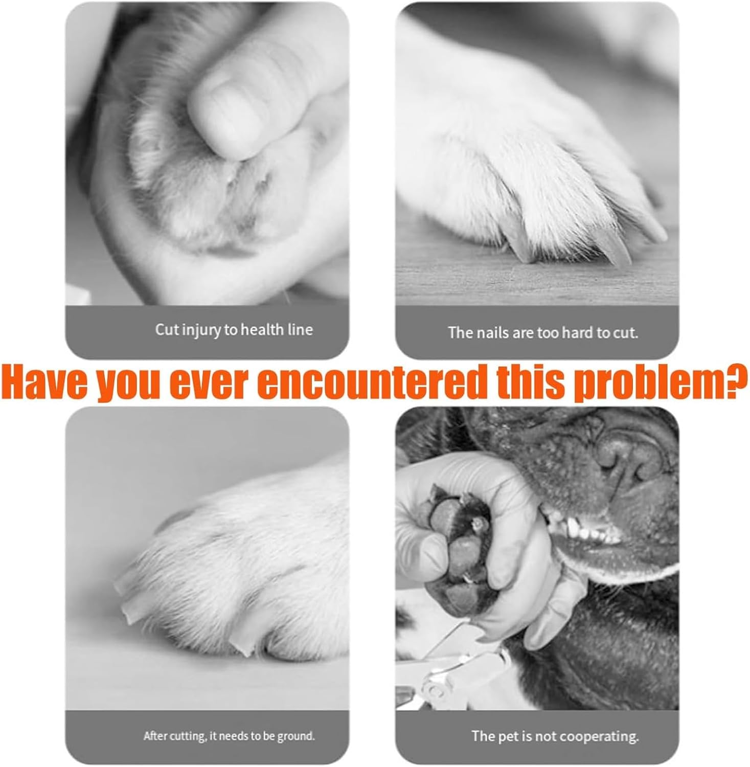 Cat Nail, Nail Trimmer, Dog Nail Grinder, Safe Cut Cat Nail Trimmer, Two Adjustable with 360° Grinding Settings, for All Cats ＆Dogs (White + Black)