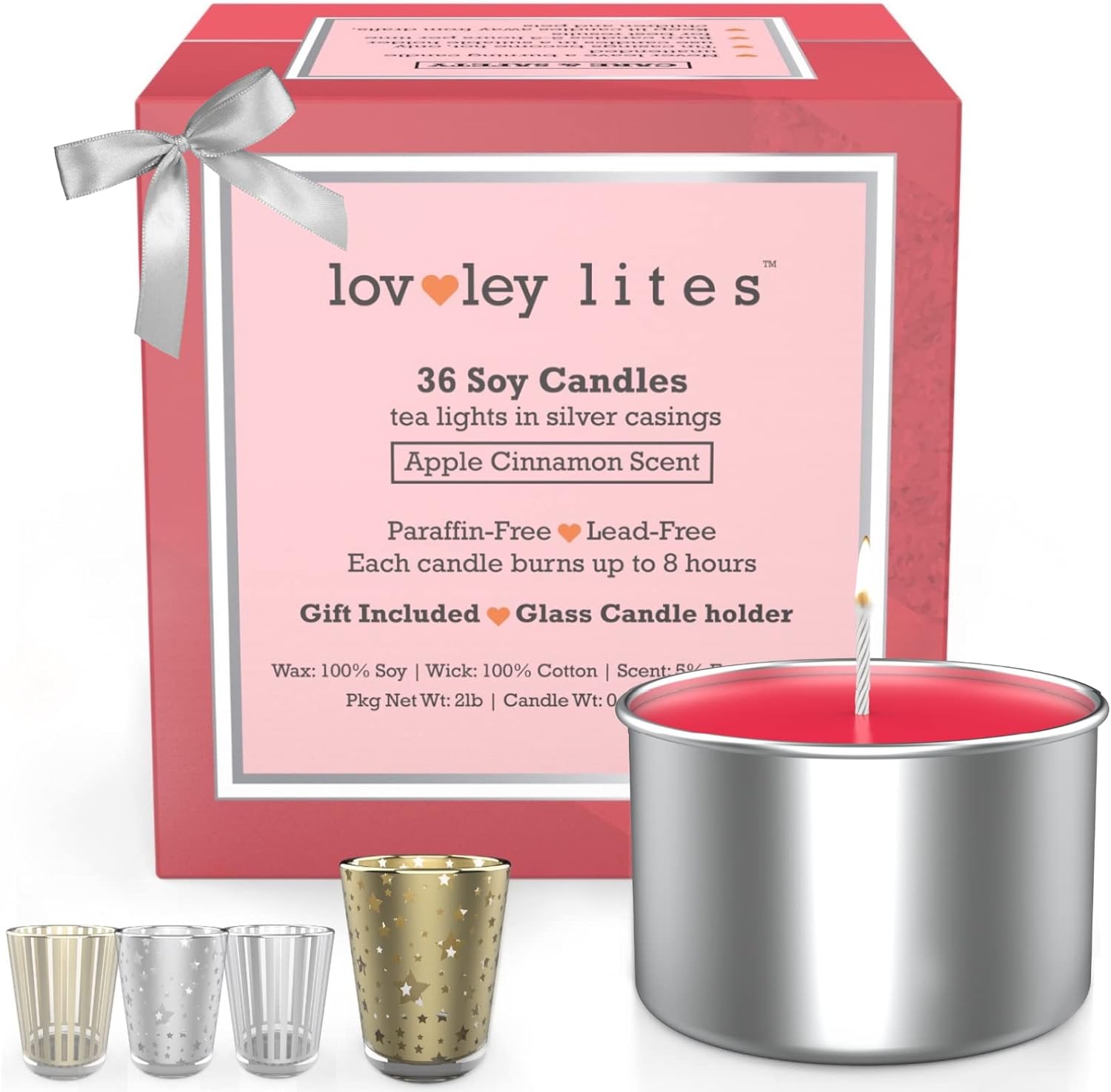 Lovley Lites Soy Tealight Candles Apple Cinnamon 36