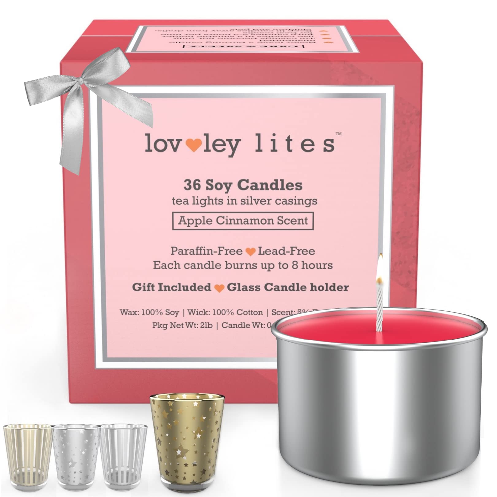 Buy Lovley Lites Soy Tealight Candles Apple Cinnamon 36 Premium Red