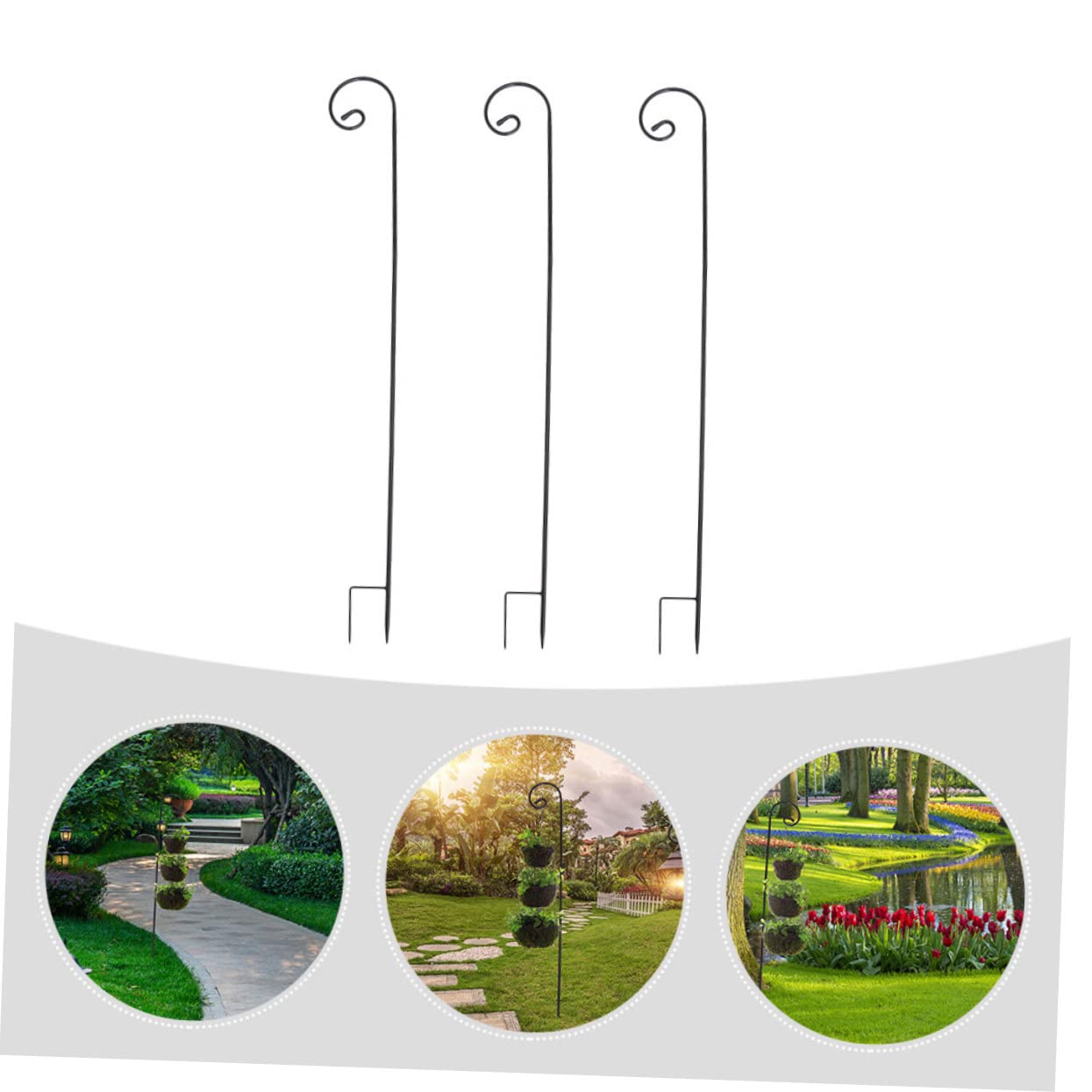 Toddmomy 3er Set Schäferhaken Für Den Garten 120cm Und Rostfrei Ideal Für Vogelfutterstationen Und Laternen Schwarze Farbe Perfekter Garten Zubehör Haken