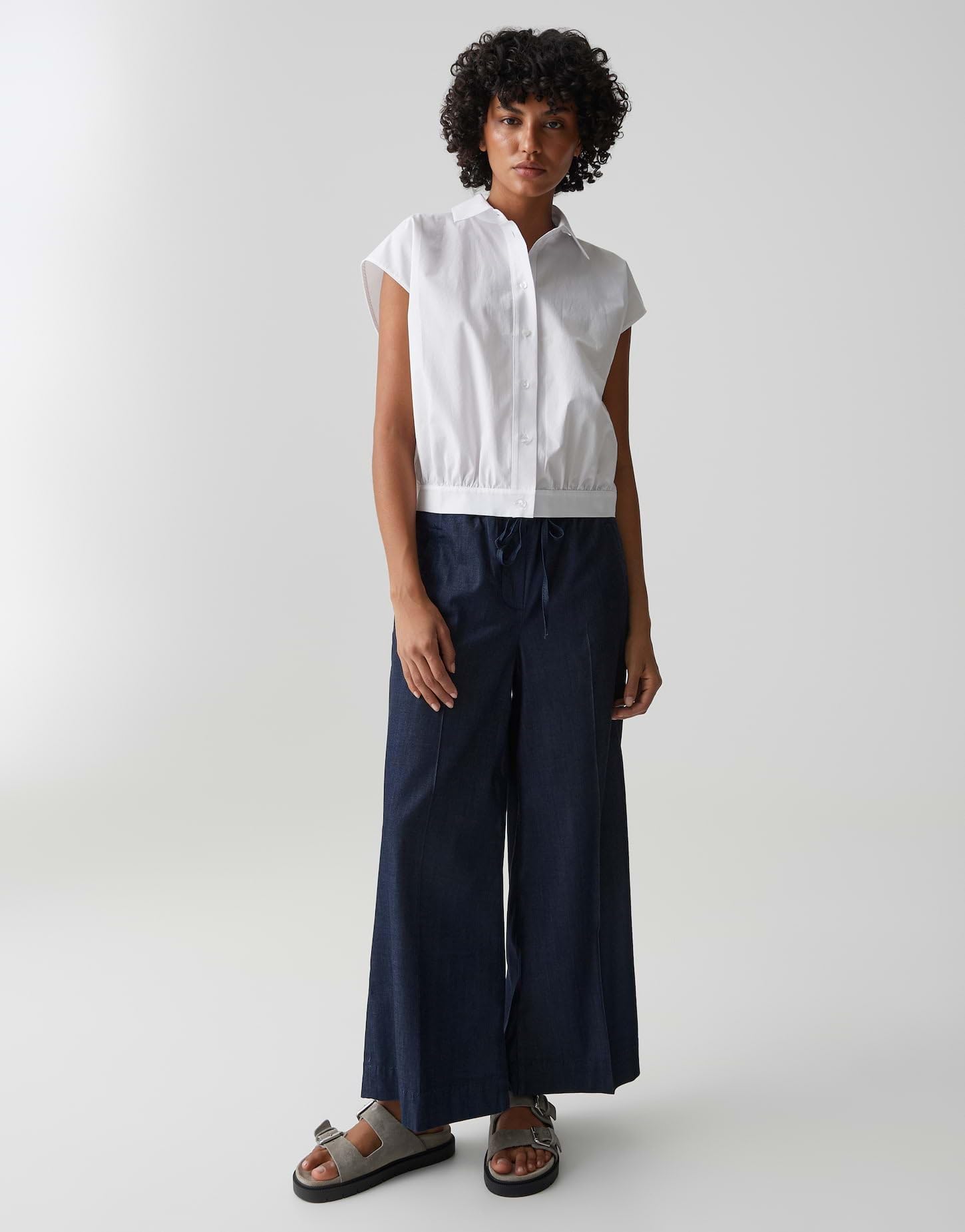 OPUS Damen Kurzarmbluse | Kurzarmbluse aus Baumwoll Popelin Regular Fit