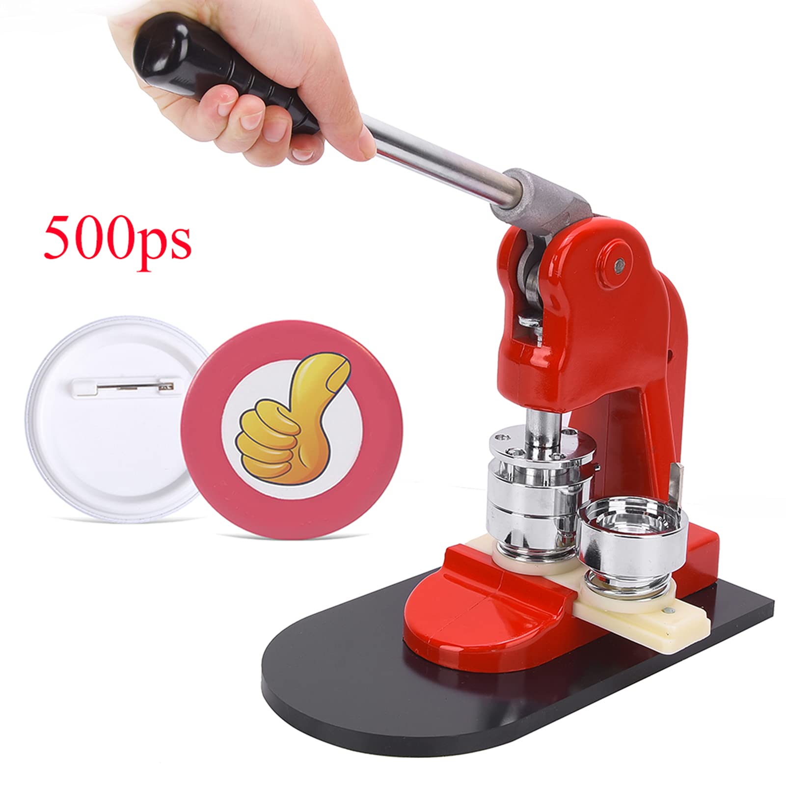Máquina para fabricar insignias de 37 mm |Fabricante de botones ergonómico con 500 juegos de suministros |Fácil de operar para aficionados al bricolaje/eventos/pequeñas empresas