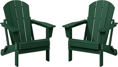 Miniatura 1 de WestinTrends Malibu - Juego de 2 sillas Adirondack plegables de polietileno para exteriores, color verde oscuro