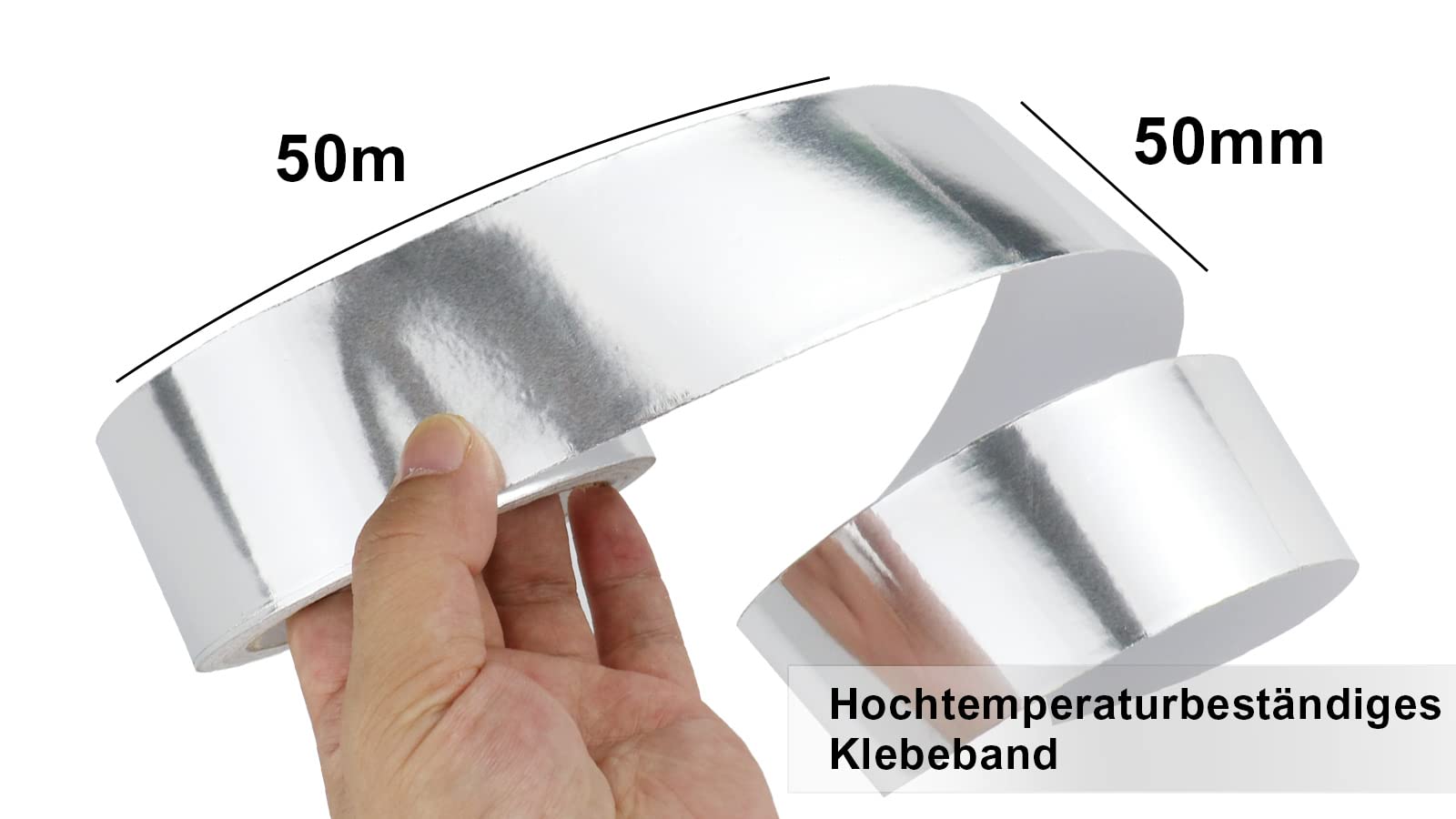 BOMEI PACK Cinta de aluminio 50mmx50m cinta de alta temperatura cinta reparación de aluminio para conductos, aire acondicionado - 2 Rollo Cinta Adhesiva de Aluminio,