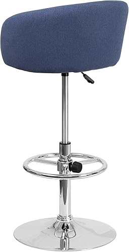 Vista 22 de Flash Furniture Luis - Taburete de bar contemporáneo de vinilo negro con respaldo de barril y base cromada