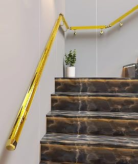 100cm/39in/3.3ft Stair Railing, Acrylic Transparent Stairs Handrail with Decorative Metal Brackets Lucite-Style Wall Mount Railing for Indoor Stairs (Yellow Bubble,100cm/39in/3.3ft)