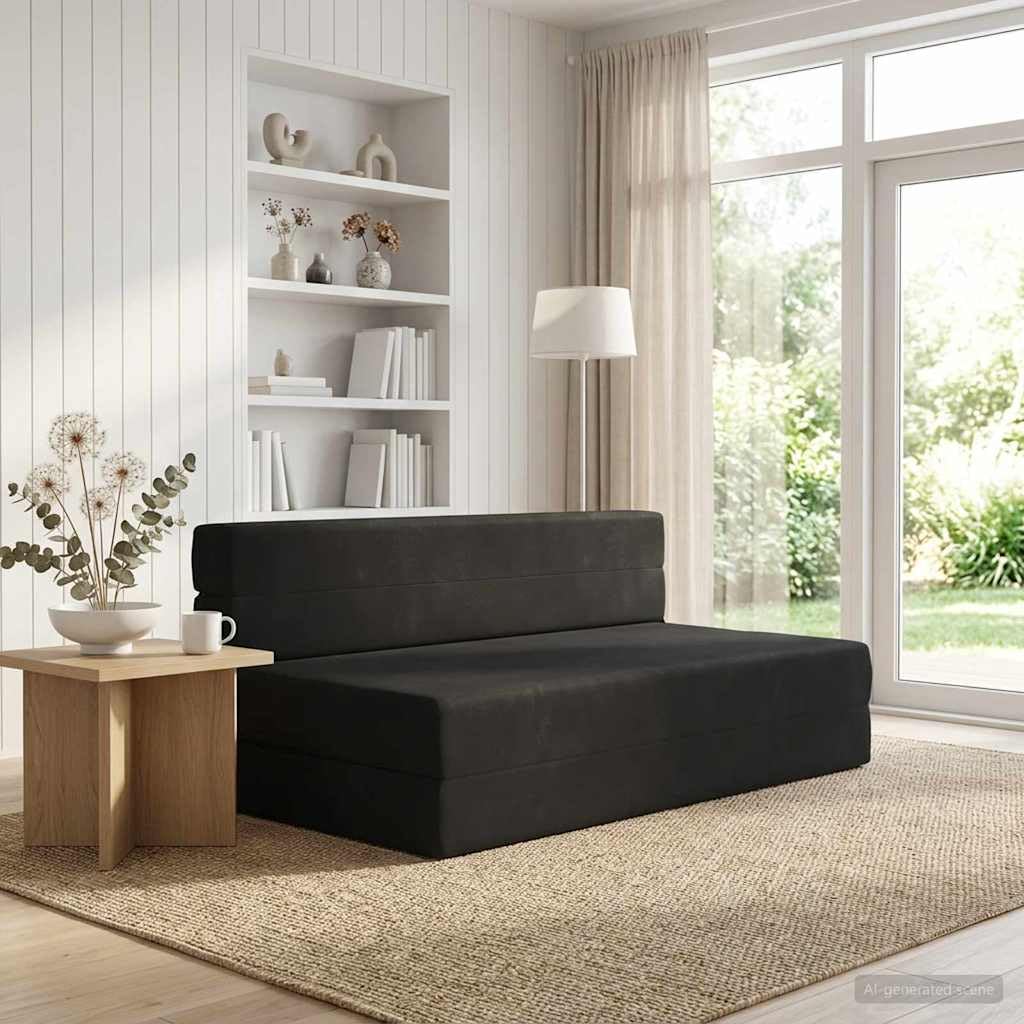 vidaXL Divano Letto Pieghevole Nero 152 x 86,5 x 60 cm Tessuto