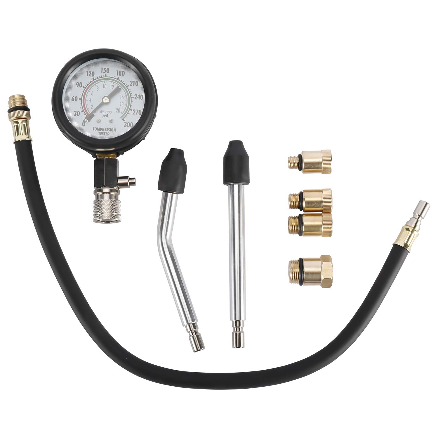 FreeTec Tester sprężania do samochodu, miernik ciśnienia 0-20 bar lub 0-300 psi