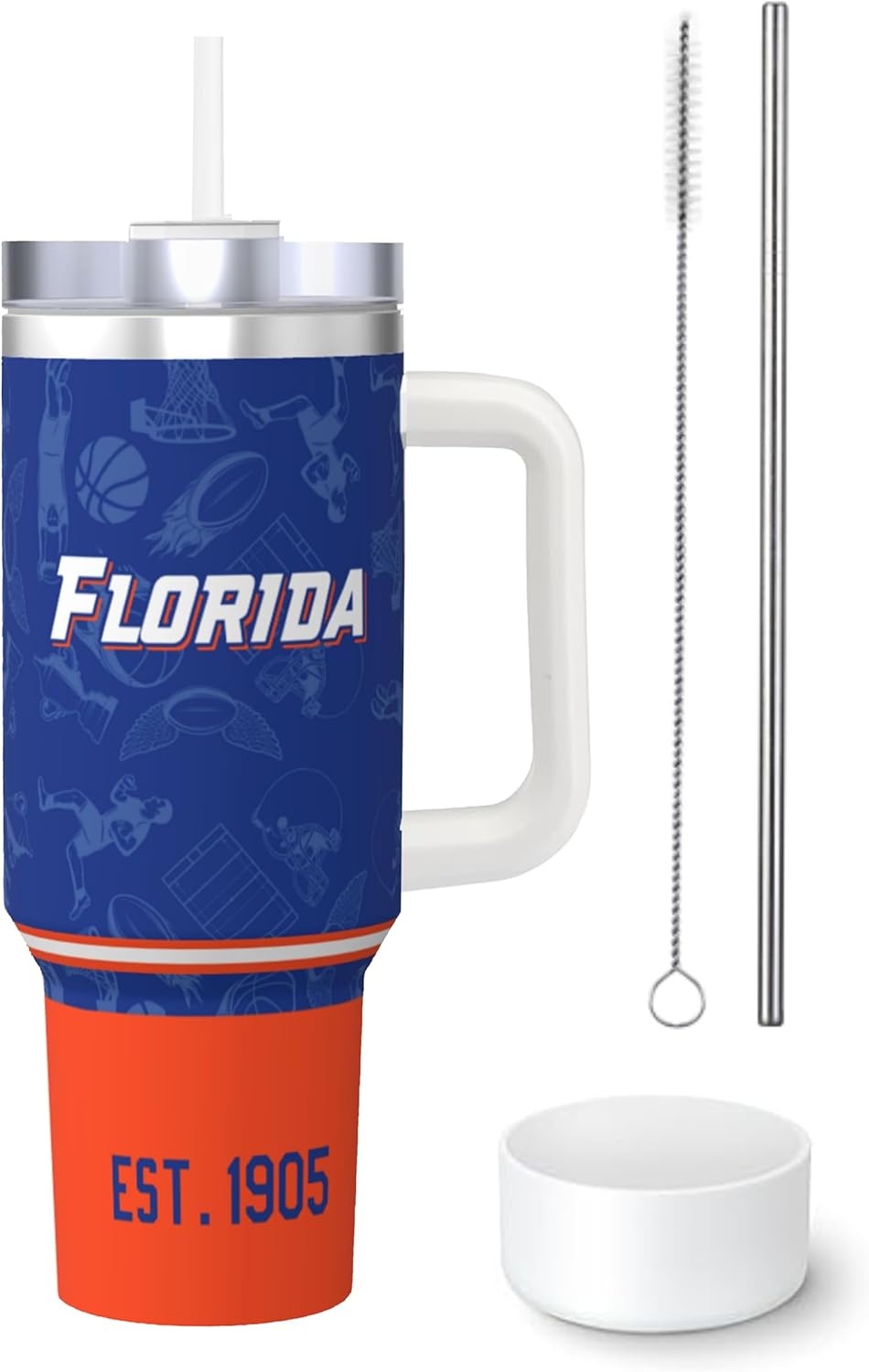 Tumbler 30oz Straight Skinny Portable Handle Car Cups With Anti slip Sleeve Straw Dust Cover,Sports Travel,Stainless Steel Insulated Gifts for Men Women Fans