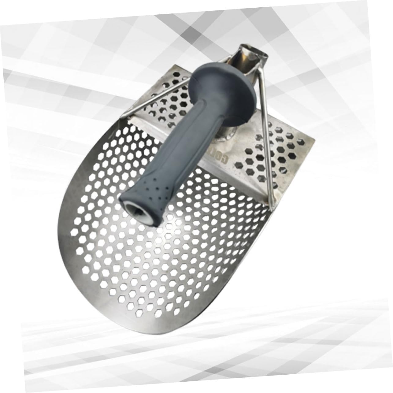 1Pc Stainless Steel Metal Shovel with Holes for Sand Sifting Durable Digging Tool for Beach and Underwater Treasure Hunting Random Handle Color