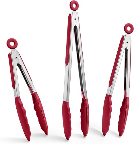 Miniatura 14 de Doosu Pinzas de cocina para cocinar: juego de pinzas para alimentos resistentes al calor de 600 °F con puntas de silicona antiarañazos, pinza de