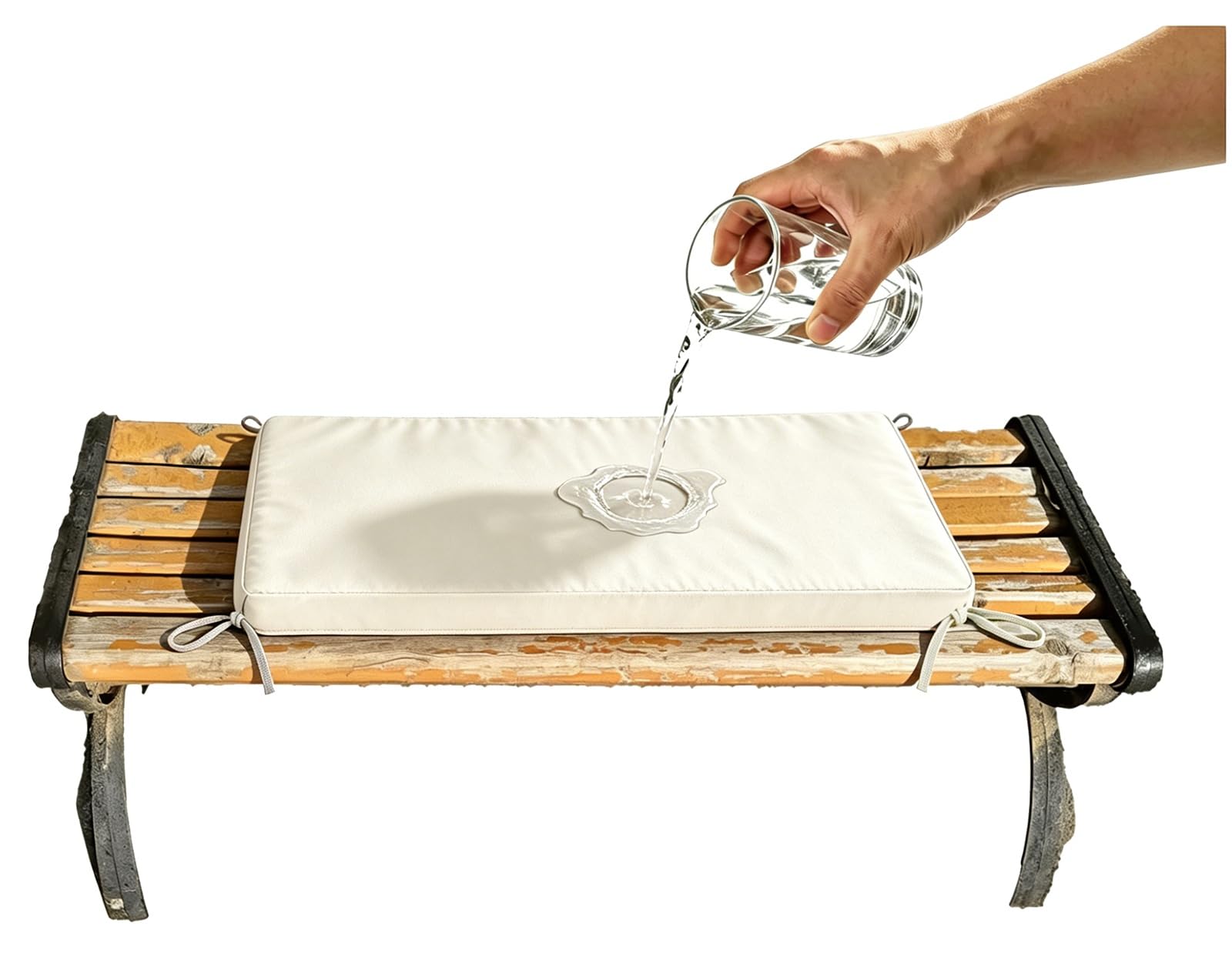 ILiemao Outdoor Swing Seat Cushions Waterproof 80% 5cm/1.9" Thick Outdoor Bench Cushion, Settee Couch Pads with Zipper Washable, Patio Swing Seat Cushion with Ties(Beige,140x35 cm 55x14 in)