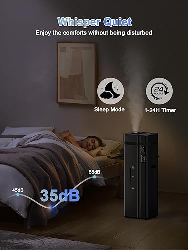 Miniatura 6 de Humidificadores de 13L3.4 galones para dormitorio, humidificador ultrasónico de niebla cálida y fría, cubre 800 pies cuadrados, tiempo de