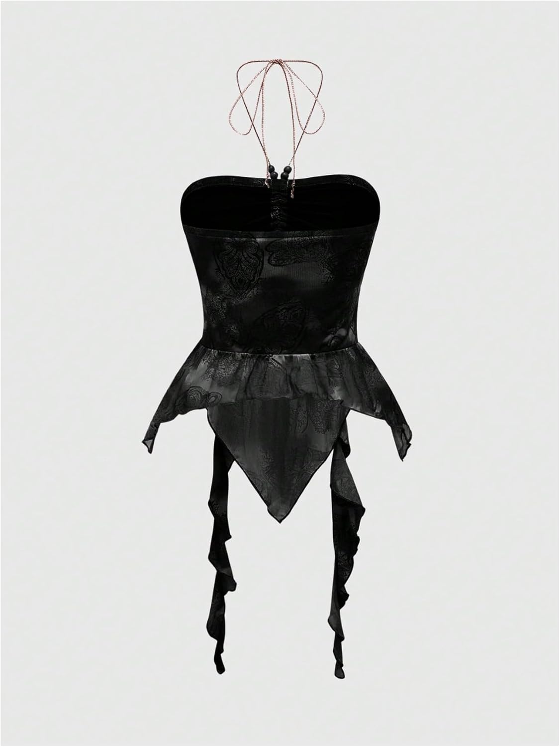 GORGLITTER Women's Halter Crop Y2k Tube Tops Asymmetrical Ruffle Hem Backless Cami(Runs Small, Please Size Up) - Image 2