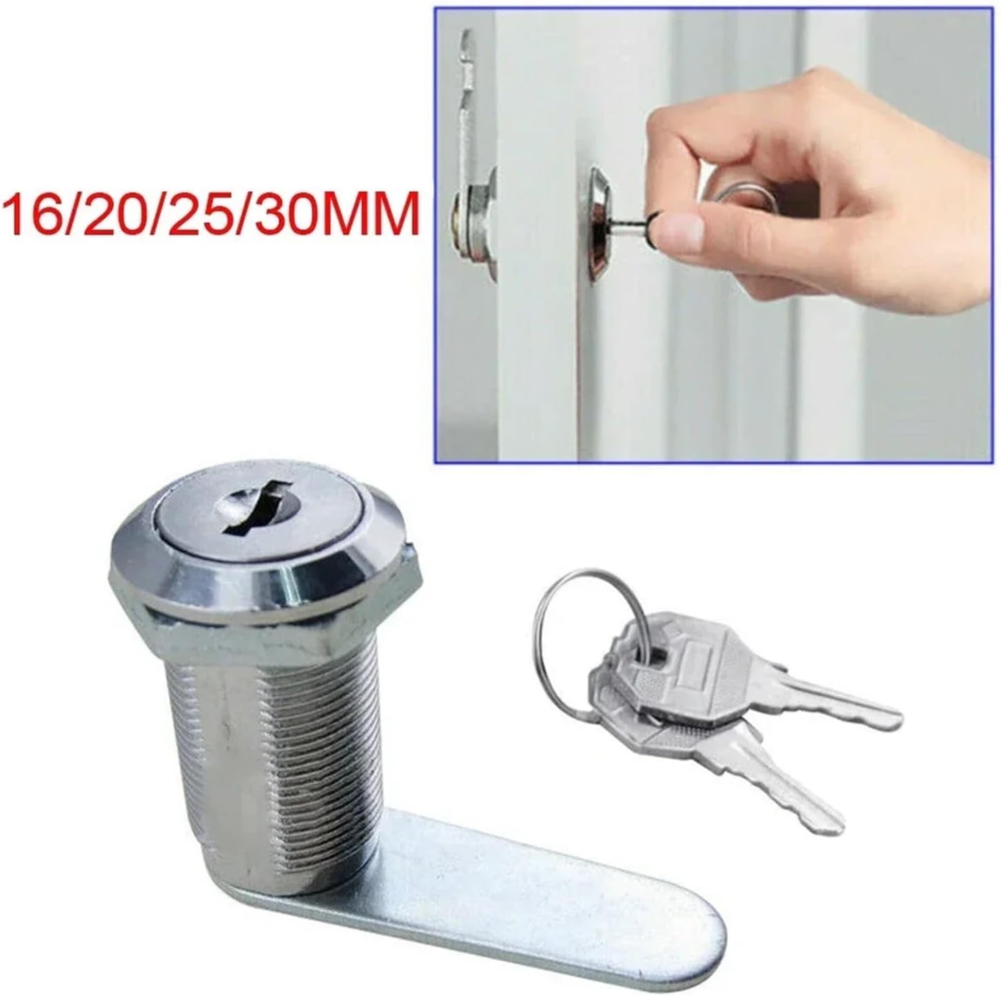 Security Cam Lock 6 Pcs 16/20/25/30mm Mailbox Cam Lock with 2 Keys for Cabinet Drawer(20 mm)