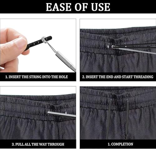 Azlanway Kordel für Jogginghose, 2 Stück Kordelzug für Hoodie Kordel, 160cm mit Metallenden und Durchziehnadel für Jogginghosen, Hosen, Sweatshirts, Jacken und Handtaschen(Schwarz)