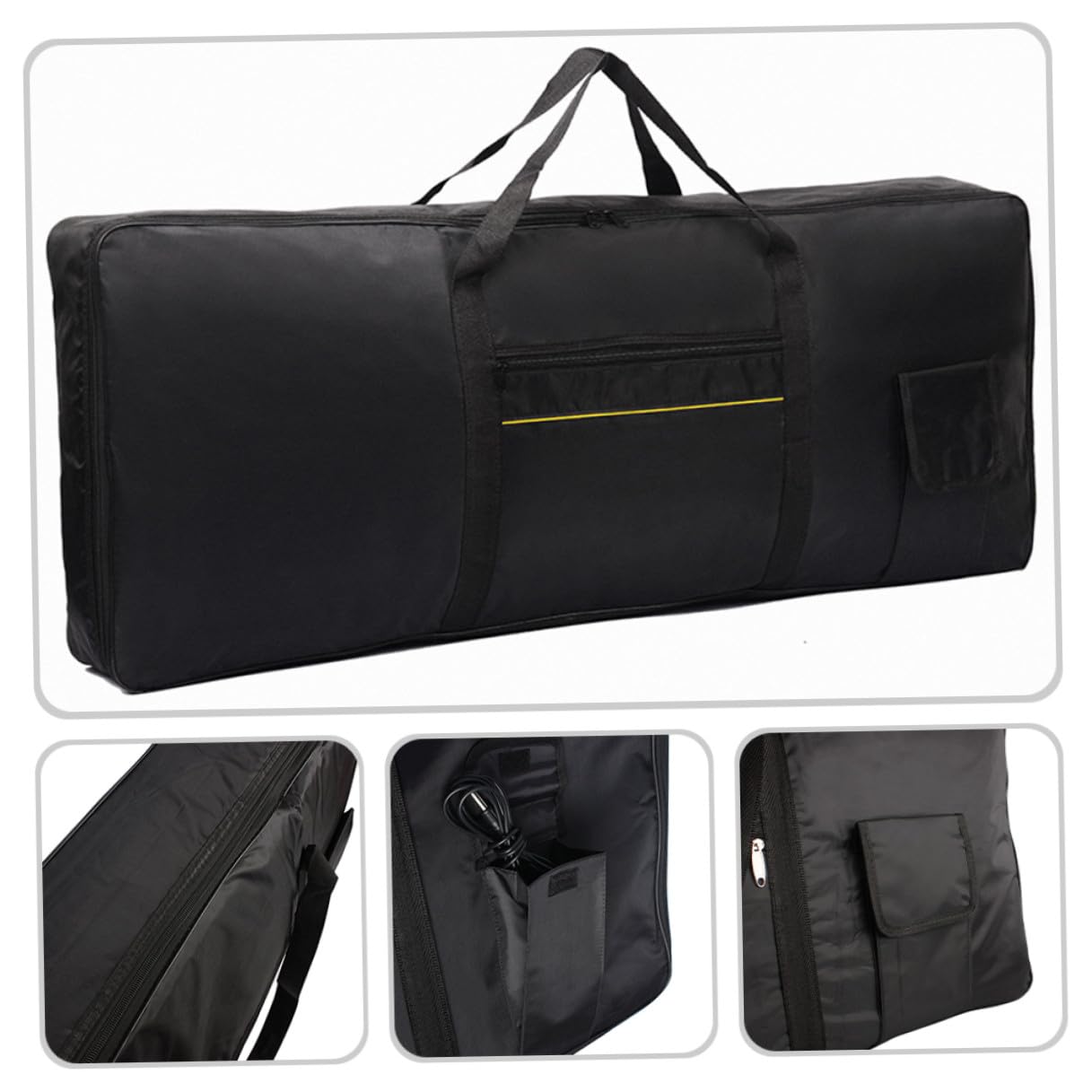 Didiseaon Borsa Regolabile per Tasti e Elettronica Custodia 61 Tastiera Oxford Confortevole Nero Tracolla Design alla Moda per Trasporto