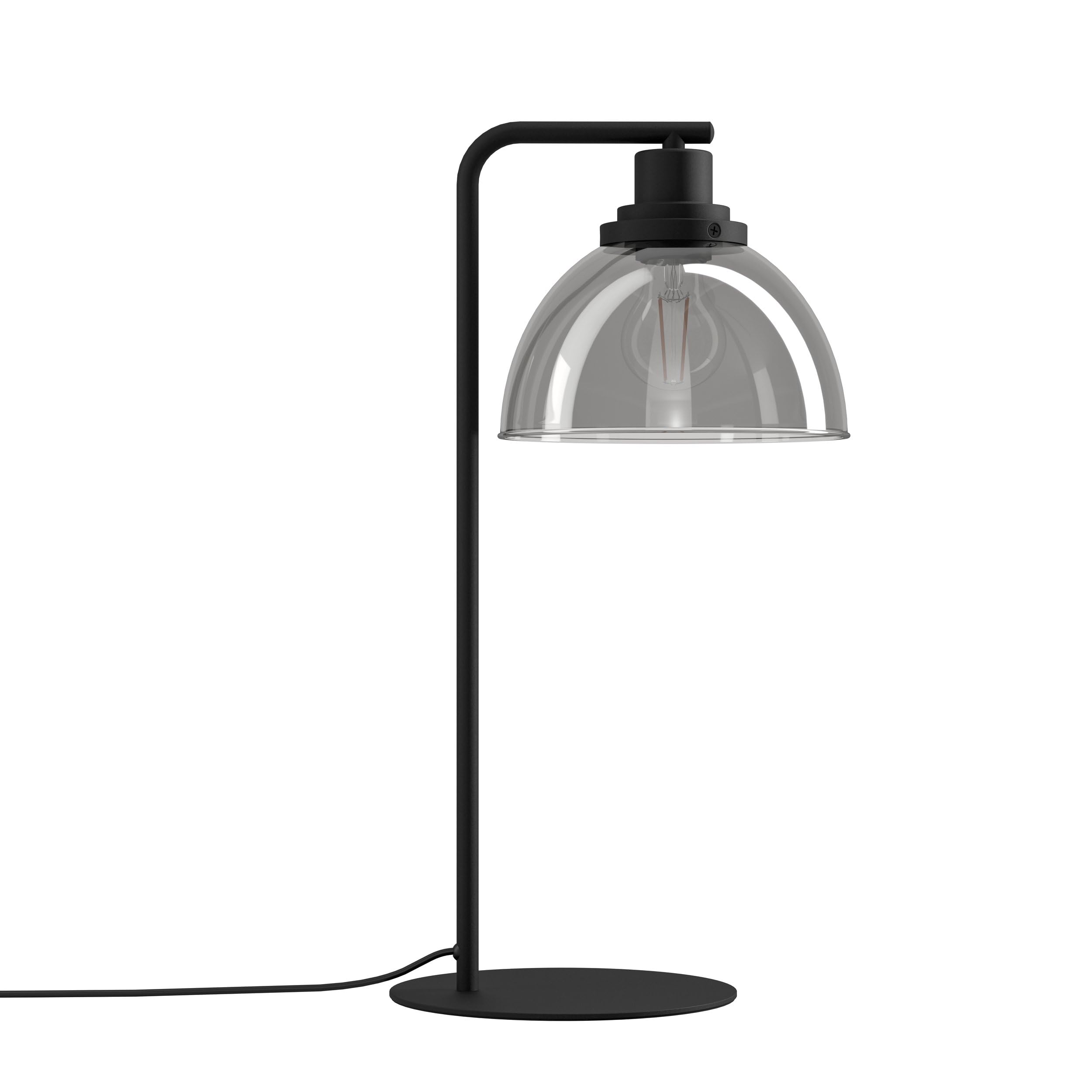 EGLO lampa stołowa Beleser | lampka nocna z przydymionego szkła w kolorze czarno-transparentnym i metalu w kolorze czarnym, oświetlenie z wyłącznikiem do