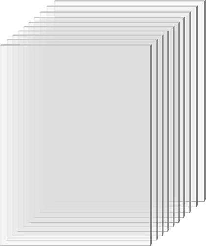 STYLEZONE 10 hojas de acrílico transparente transparente de 8 x 10 pulgadas, 0.04 pulgadas, 0.039 in de grosor, tablero acrílico para proyectos de