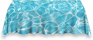 FiVan 102x62 Inch Pool Party Table Cloth,Thickening Durable Washable Cloth with Overlock,Water Ripples Pattern