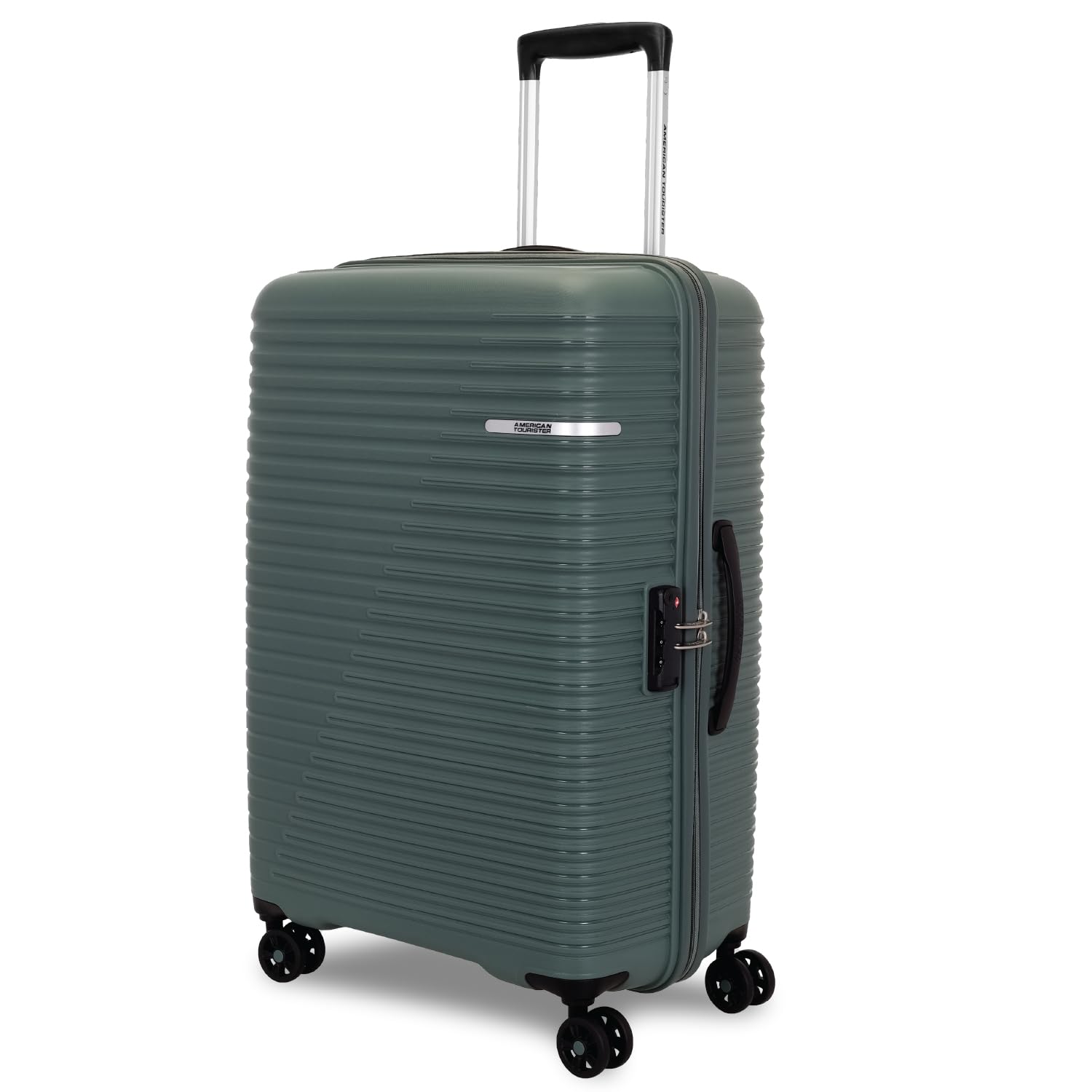 American Tourister Liftoff+ with TSA Lock & 8 Wheel, 79 CM Large Hard PP Check-in Suitcase for Travel/Trolley Bag for Travel/Travel Bag with Double Wheel for Women & Men - Dark Olive