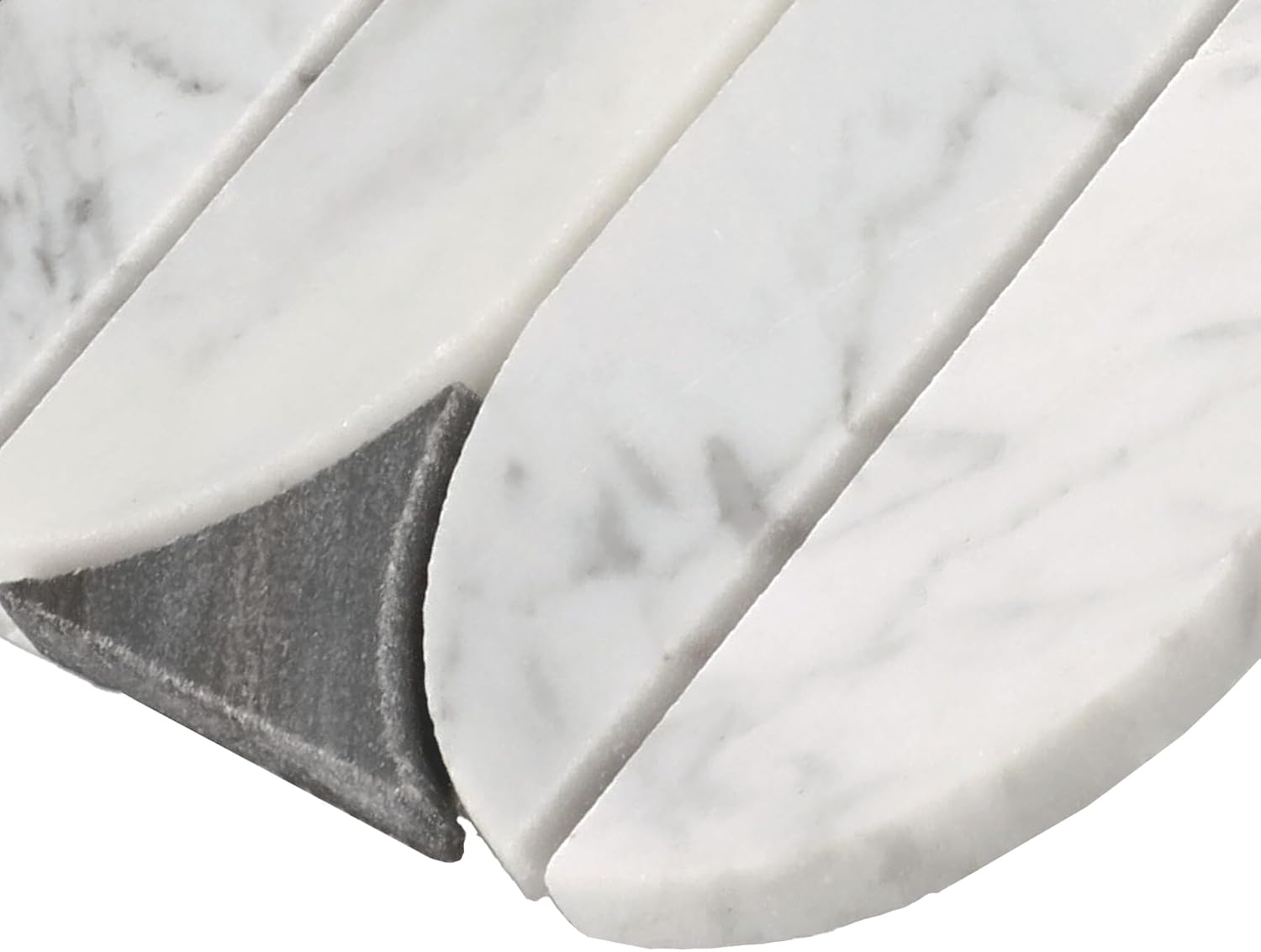 Daltile Perfit Mosaix Natural Stone Spring Mosaic in Polished Ashen Palissandro & Carrara White (10 PC per Carton) (15.1 SQFT per Carton)