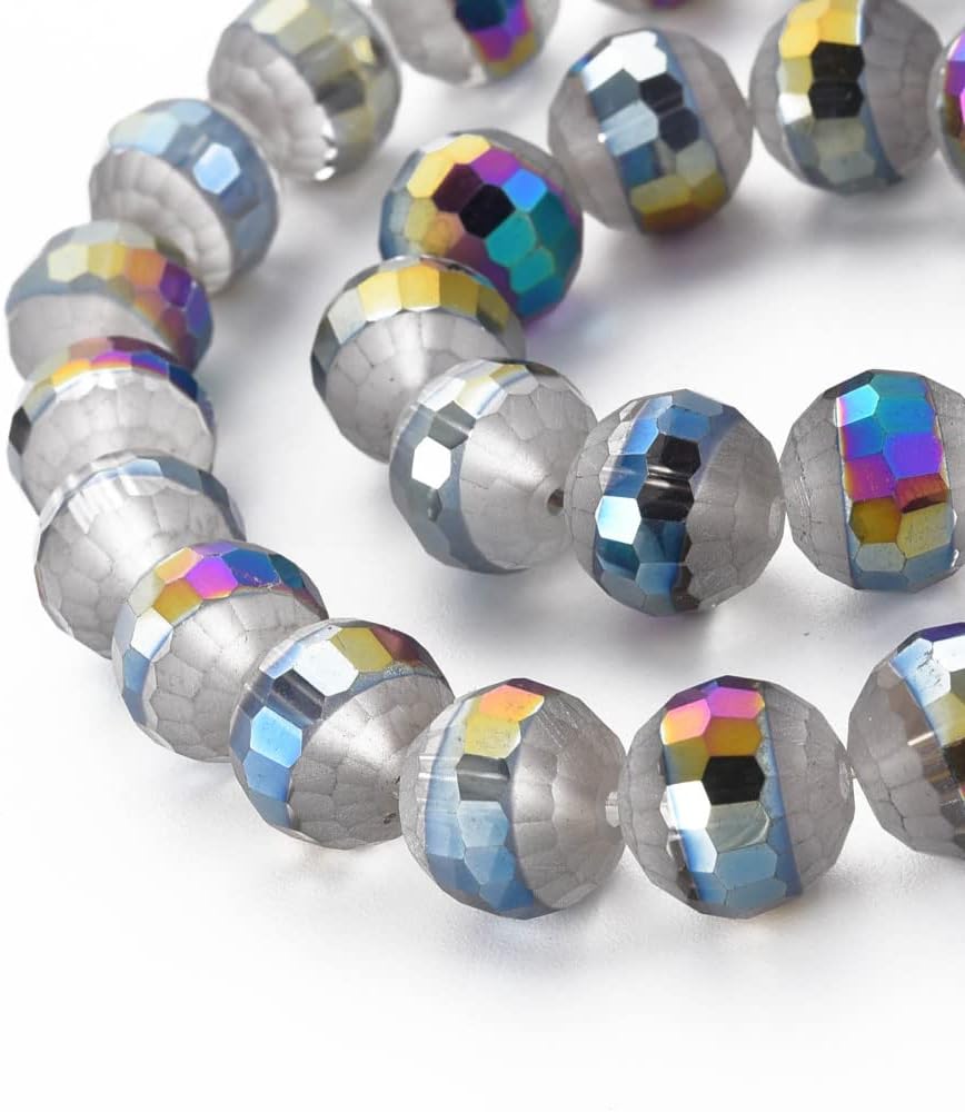 Craftdady 5 Strand 12mm Rainbow Electroplate Glass Beads (165pcs) - Round Faceted Crystal Beads for DIY Earring, Bracelet, Necklace, Anklet, Choker, Ring, Key Chains, Dress Decoration, Curtain