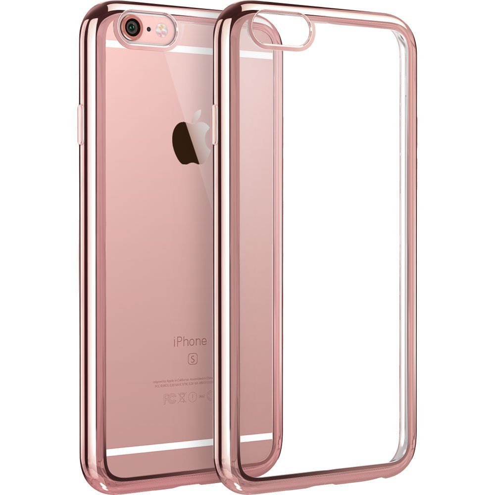 iPhone 6 Plus / iPhone 6s Plus Case, [Rose Gold] Silicone Case Cover, for iPhone 6 Plus / iPhone 6s Plus Cases, Metal Effect - Shockproof Case (Not Compatible For iPhone 6 / 6S)