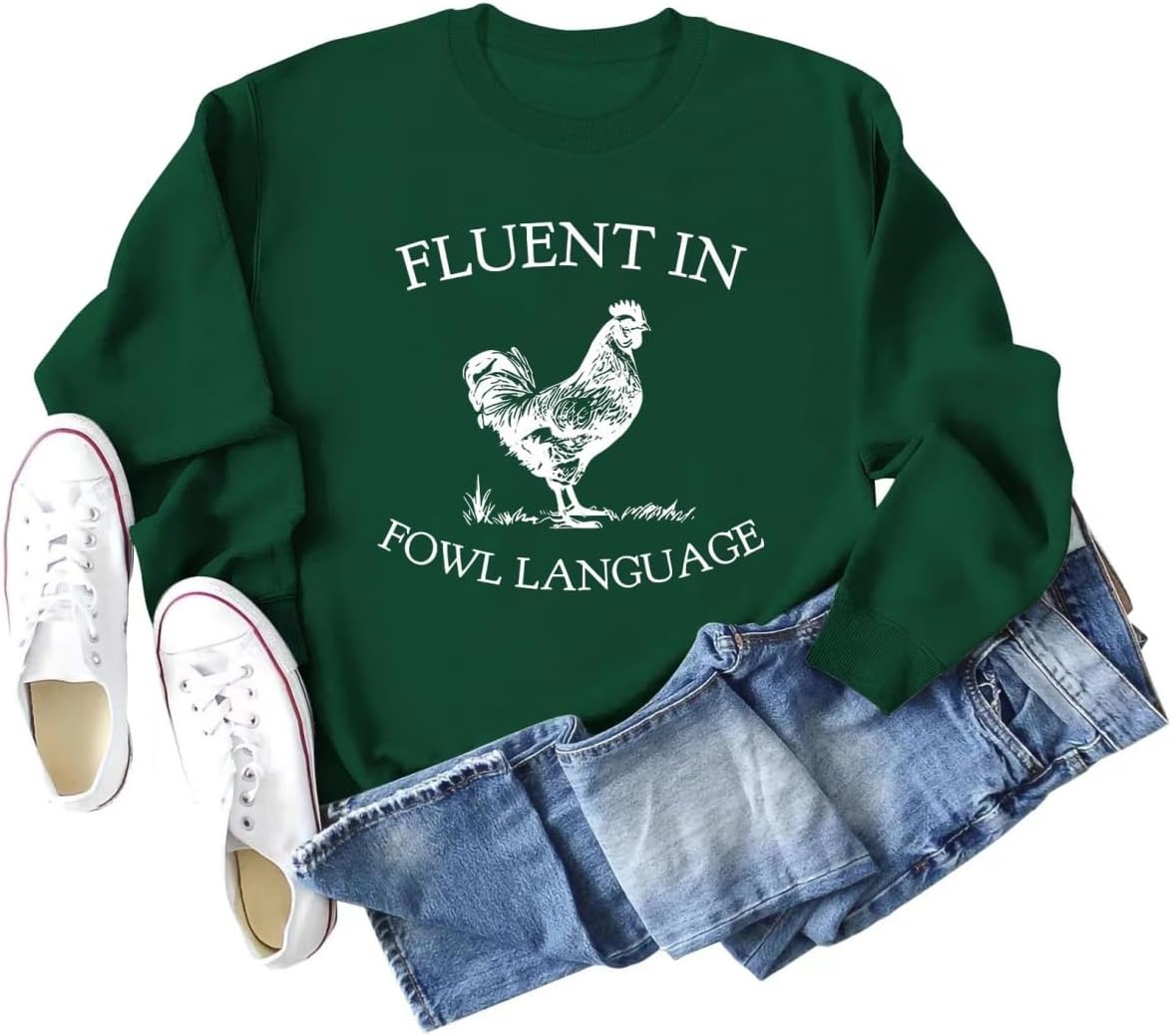 Chicken Sweatshirt for Women Thanksgiving Chicks Graphic Long Sleeve Tops Farm Lover Shirt Fall Casual Loose Pullover - Image 4