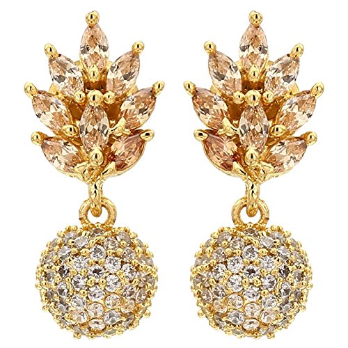 Brass and American Diamond Leaf Design Earrings for Women & Girls-image-32