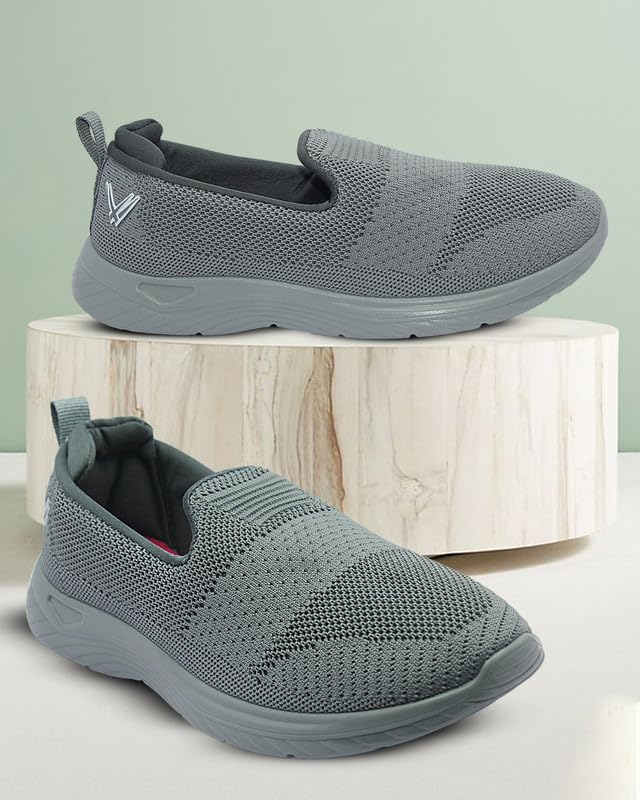Image of WalkLine Women's Slip-On Walking Shoes | Lightweight Knitted Mesh Casual Sneakers | Soft PU Sole Comfortable Loafers | Breathable Running, Gym, Travel Shoes for Women