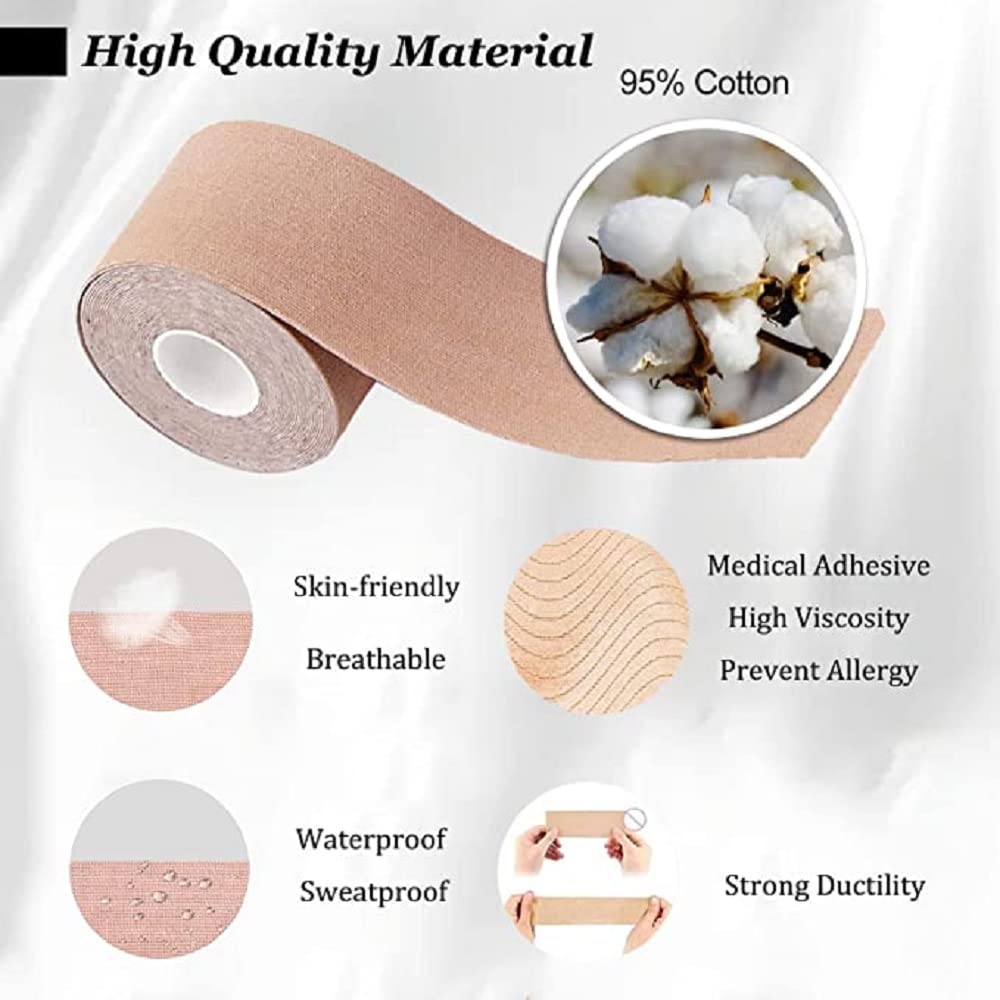 AKRIZA Boob Tape with 10pcs Nipple Cover & 36pcs Fashion Tape Double Sided Body Tape Adhesive Strapless Bra & Heavy Breast Support - Boobs Tape for Women Clothes 1