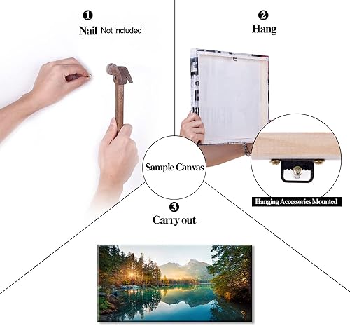 Miniatura 9 de TEKMENT Lienzo grande de otoño con diseño de lago de otoño para sala de estar, dormitorio, decoración de oficina en casa, impresión de paisaje de