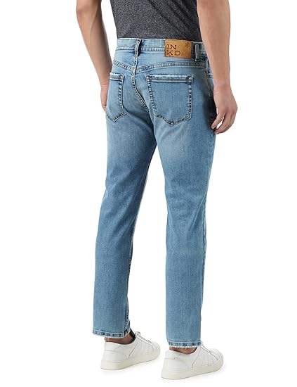 INKD Men's Contrast Stitch Stretchable Regular Fit Jeans
