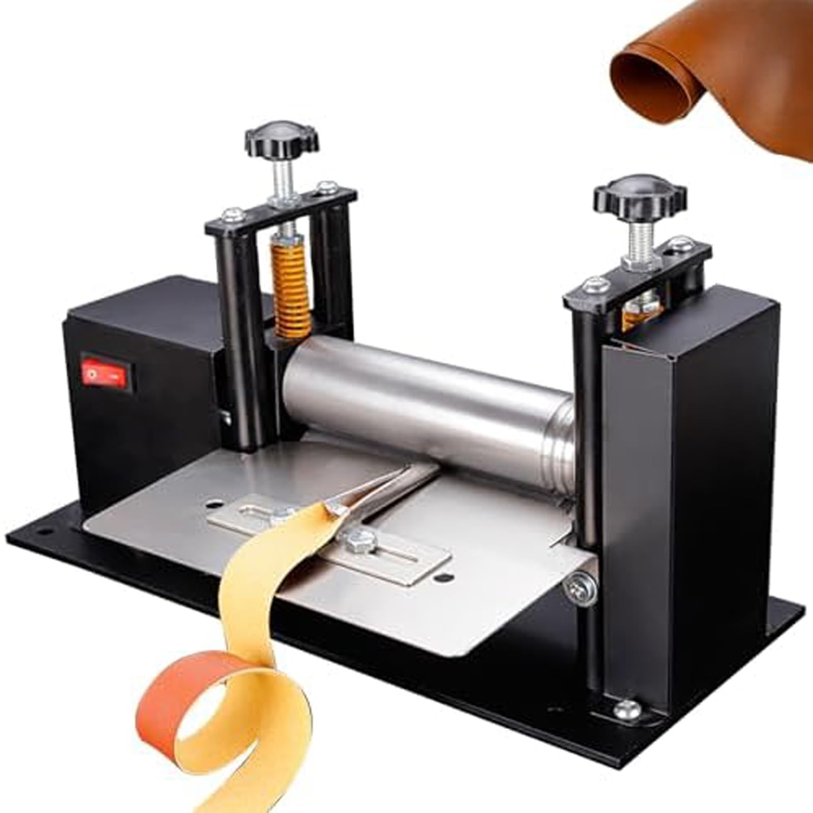 XNZJHPP Leather Skiver Peeler Machine, 45RPM Desktop Leather Pressing Paring Machine with Pressure Roller, Electric Laminating Tool for Leather and Paper Craft, Laminating Tool