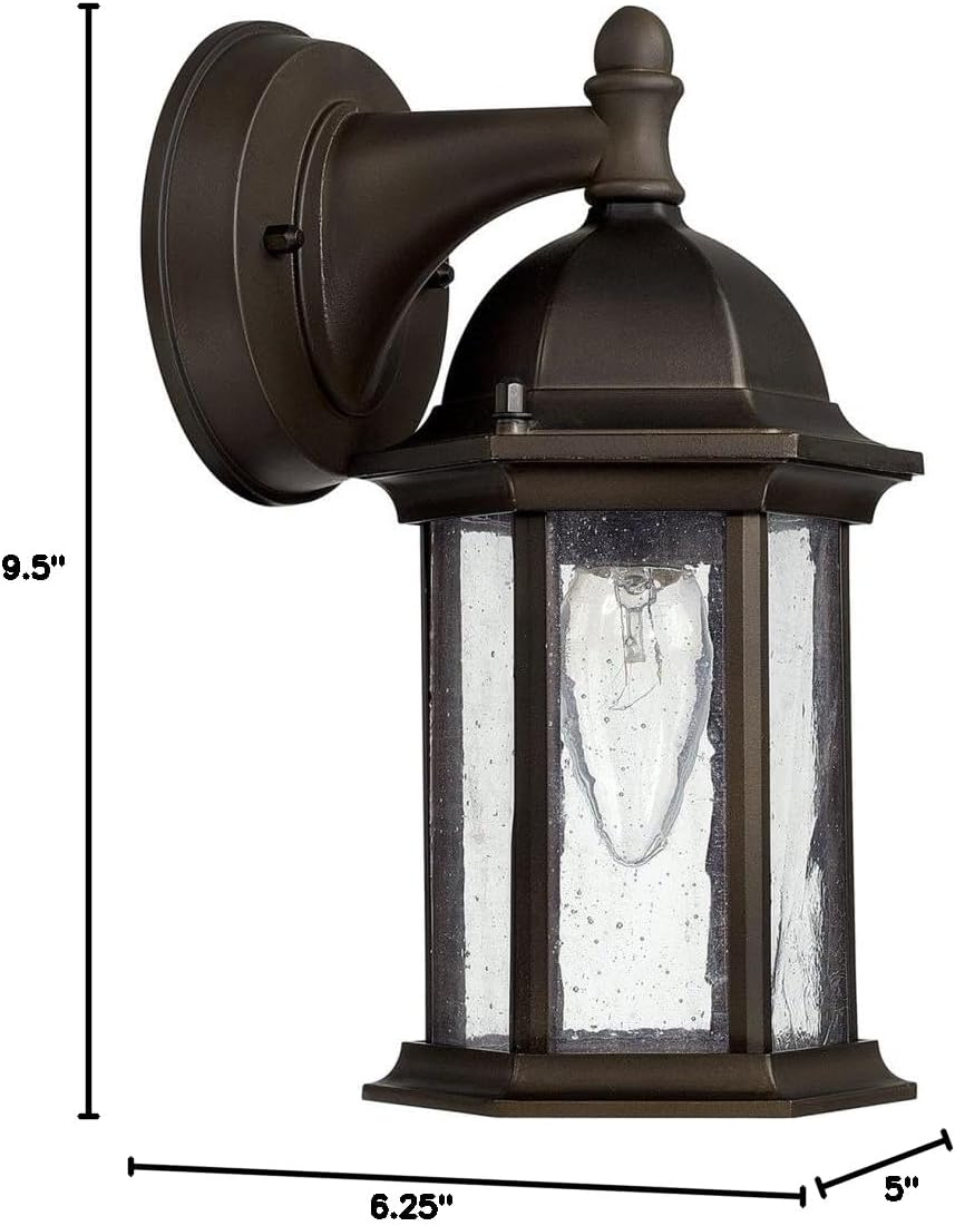 Capital Lighting 9831OB Main Street Antique Glass Outdoor Wall Sconce, 10" H x 5" W, 1-Light 75 Watts, Old Bronze