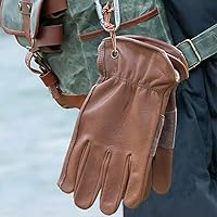 Vista 4 de Guantes de trabajo de cuero de vaca marrón retro para construcción, jardinería y trabajo en el jardín con palma reforzada para hombres y mujeres