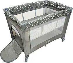 Berço Portátil Infantil Cercado Desmontável Lune Maxi Baby (Cinza)