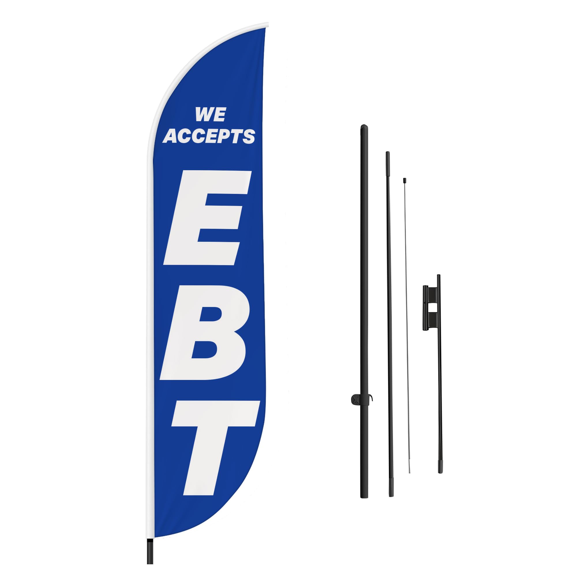 EBT Feather Flag(11.5feetX2.5feet) by DreamController | Outdoor Business Advertising Tall Flag | Weather-Resistant Knitted Swooper Flag | Made in USA