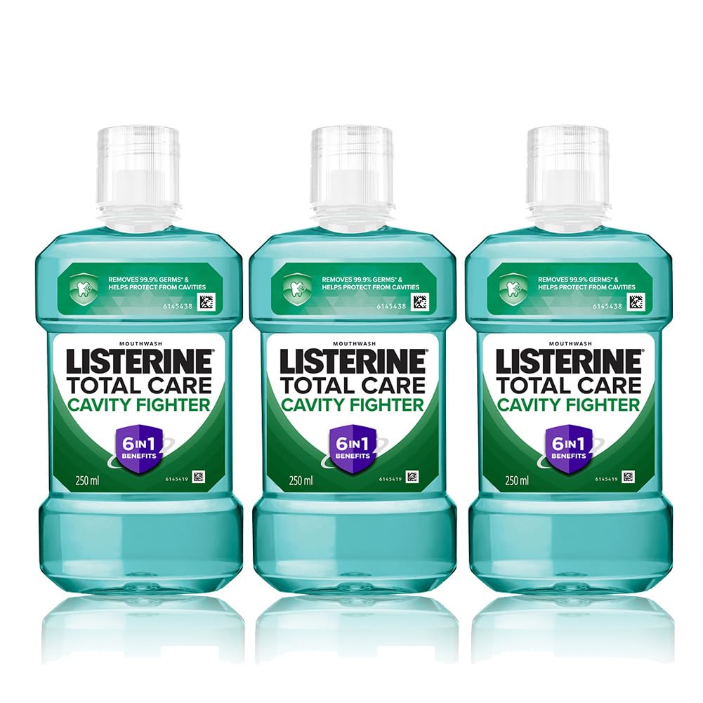 Listerine Cavity Fighter Mouthwash Liquid, Removes 99.9% Germs, prevents cavities, 250ml Combo Pack of 3 (Buy 2 Get 1 Free)