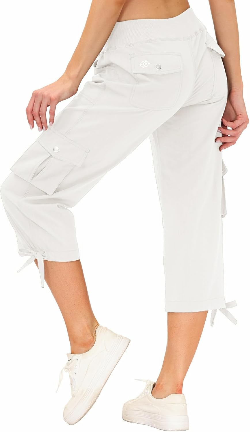 MoFiz Womens Capris with Pockets Loose Fit Casual Capri Pants Dressy Lightweight Ladies Baggy Cargo Pants for Hiking - Image 2